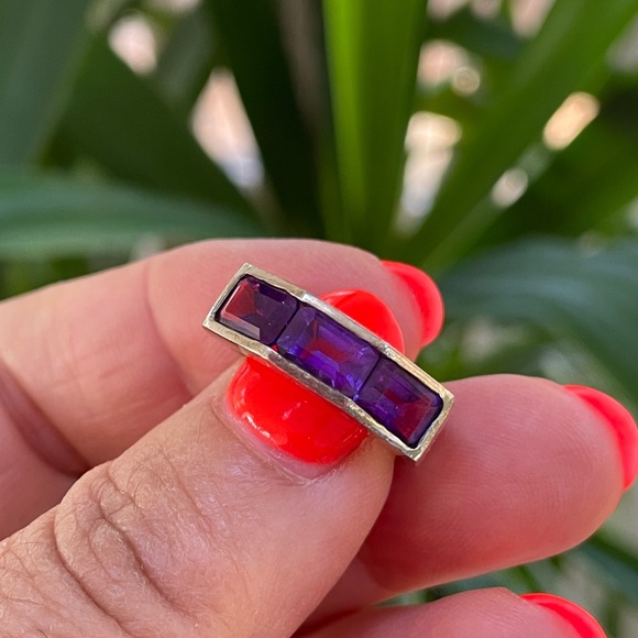 Amethyst Sterling Silver Vintage Ring 5.5 - Picture 4 of 7